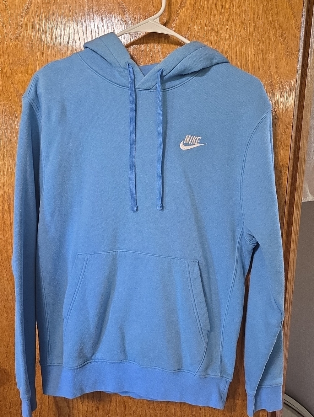 Nike Light Blue Pullover Hoodie with White Swoosh